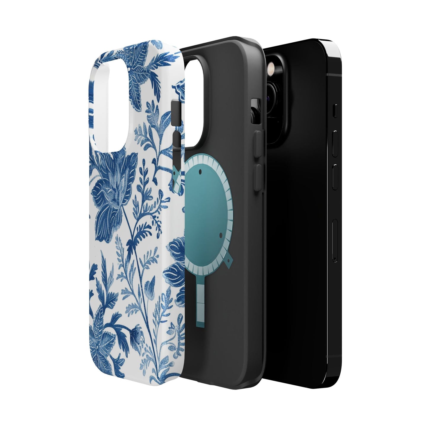 Blue Floral Magnetic Phone Case — Impact‑Resistant Protective Cover - DIGITAL X