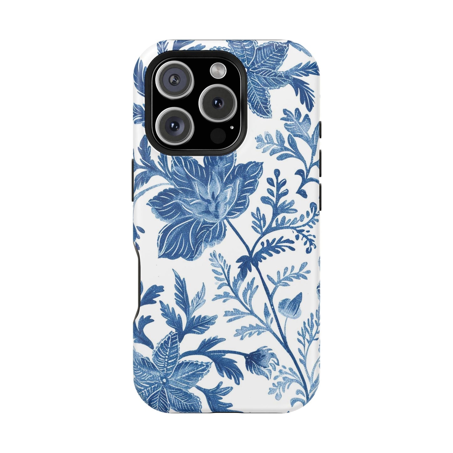 Blue Floral Magnetic Phone Case — Impact‑Resistant Protective Cover - DIGITAL X