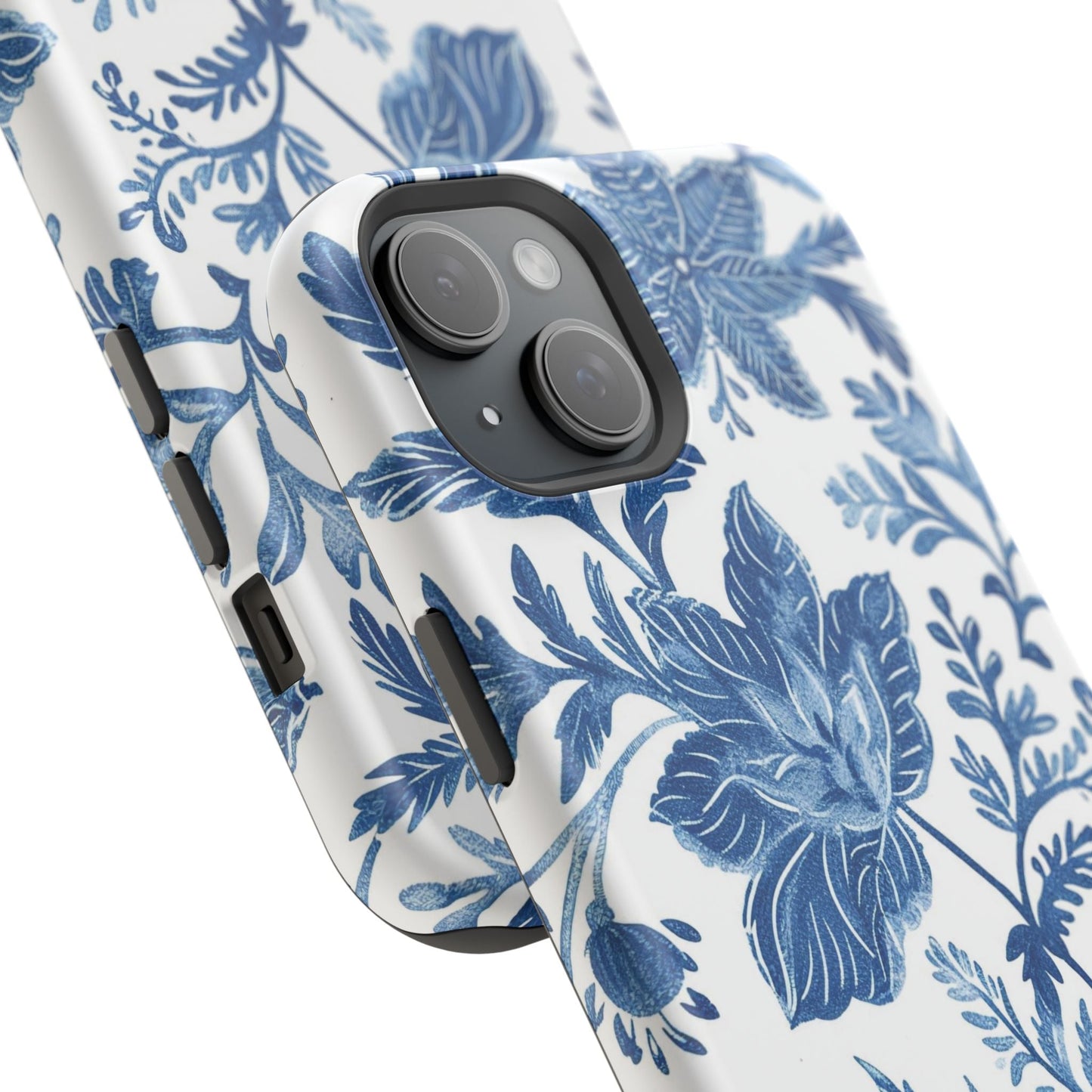 Blue Floral Magnetic Phone Case — Impact‑Resistant Protective Cover - DIGITAL X