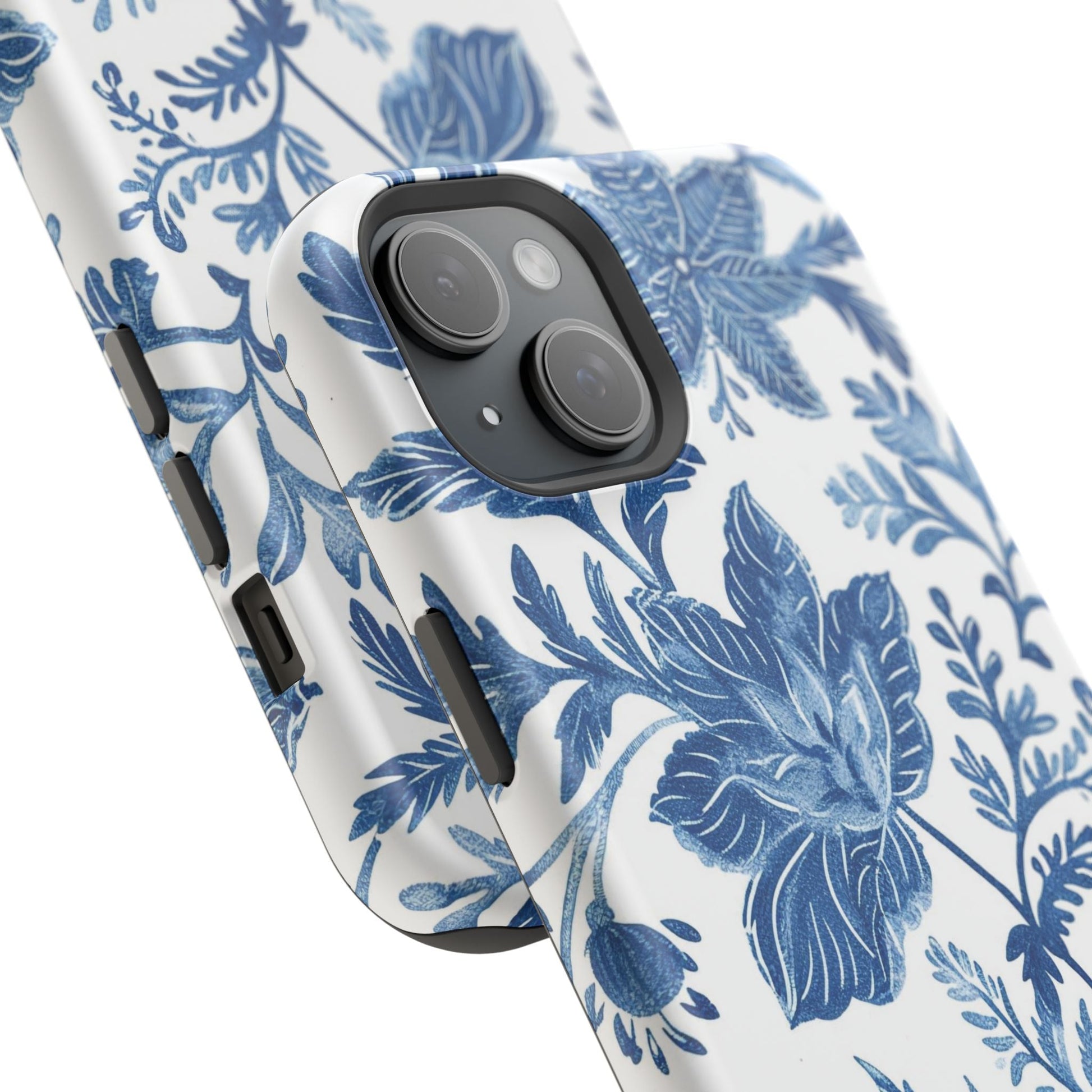 Blue Floral Magnetic Phone Case — Impact‑Resistant Protective Cover - DIGITAL X