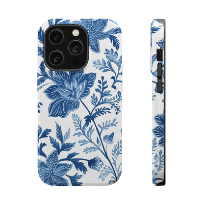 Blue Floral Magnetic Phone Case — Impact‑Resistant Protective Cover - DIGITAL X