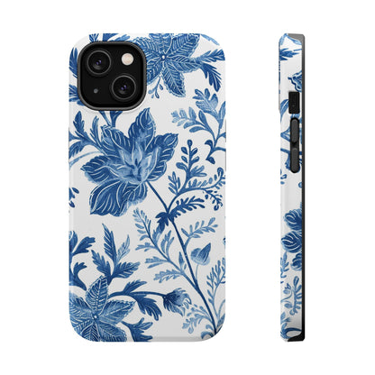 Blue Floral Magnetic Phone Case — Impact‑Resistant Protective Cover - DIGITAL X