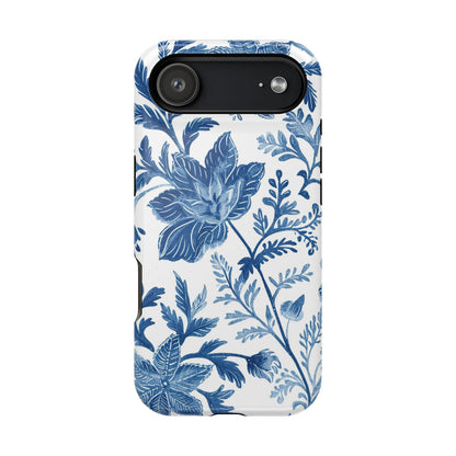 Blue Floral Magnetic Phone Case — Impact‑Resistant Protective Cover - DIGITAL X
