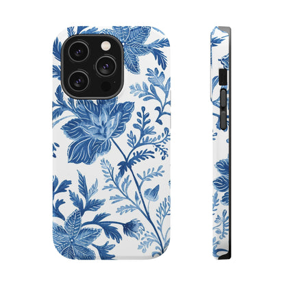 Blue Floral Magnetic Phone Case — Impact‑Resistant Protective Cover - DIGITAL X