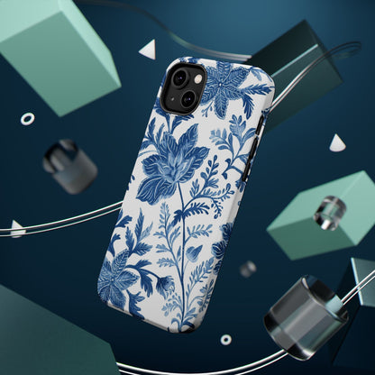 Blue Floral Magnetic Phone Case — Impact‑Resistant Protective Cover - DIGITAL X