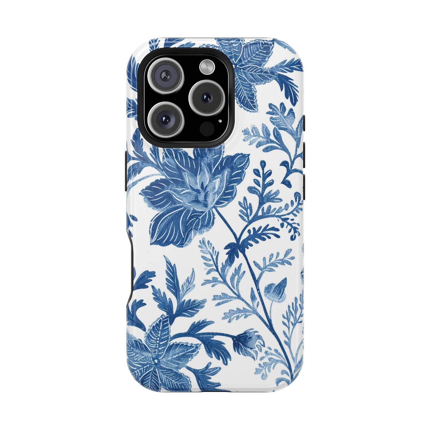 Blue Floral Magnetic Phone Case — Impact‑Resistant Protective Cover - DIGITAL X