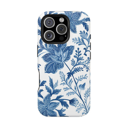 Blue Floral Magnetic Phone Case — Impact‑Resistant Protective Cover - DIGITAL X