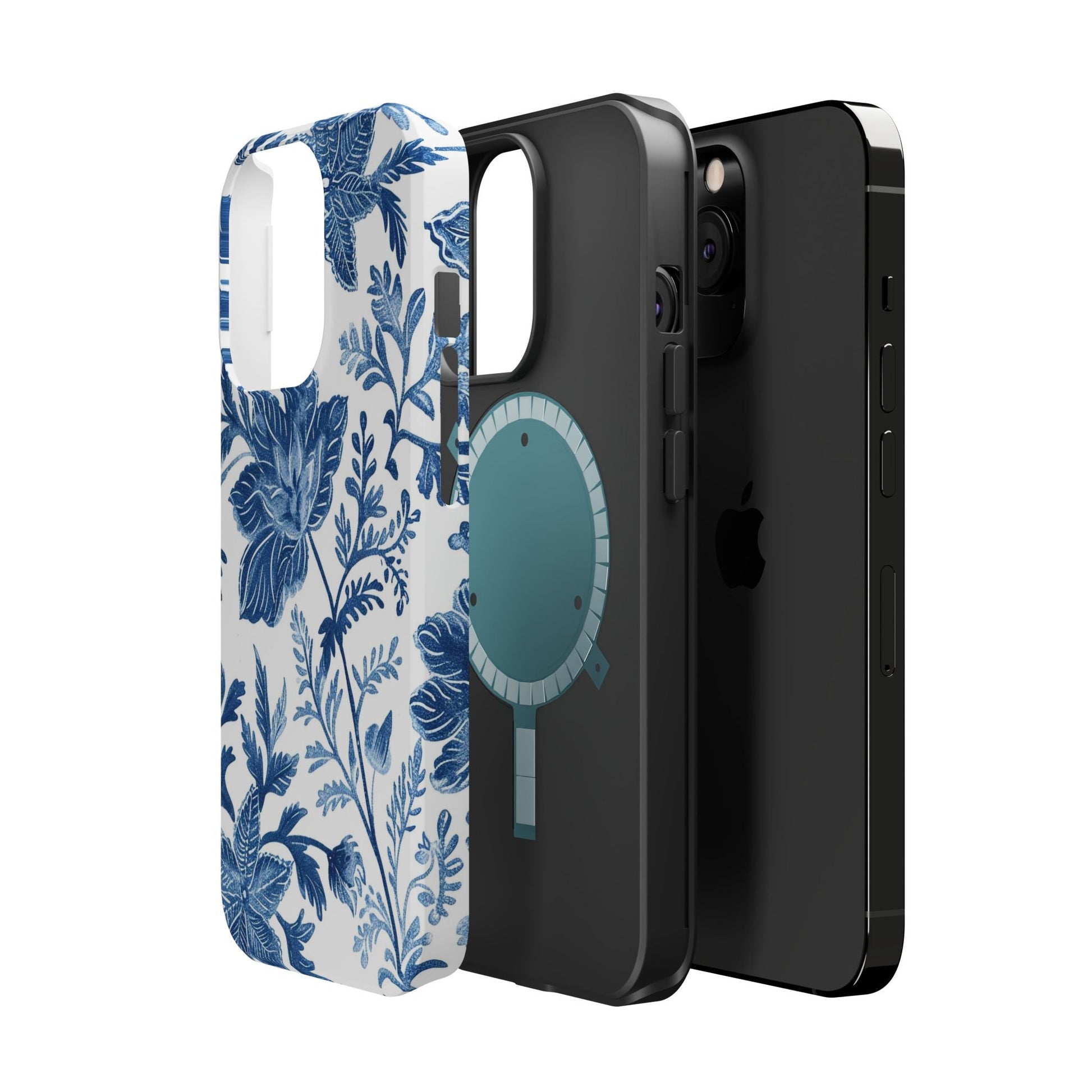 Blue Floral Magnetic Phone Case — Impact‑Resistant Protective Cover - DIGITAL X