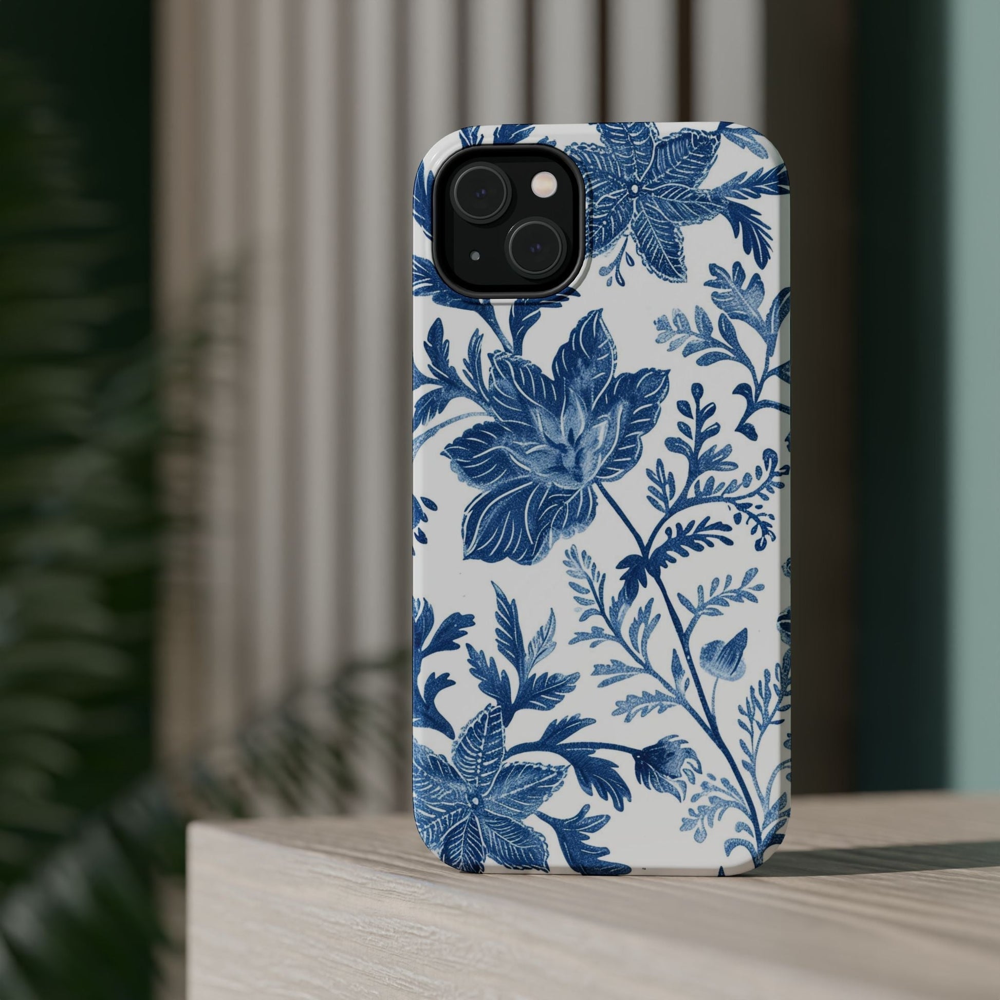 Blue Floral Magnetic Phone Case — Impact‑Resistant Protective Cover - DIGITAL X