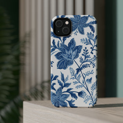 Blue Floral Magnetic Phone Case — Impact‑Resistant Protective Cover - DIGITAL X