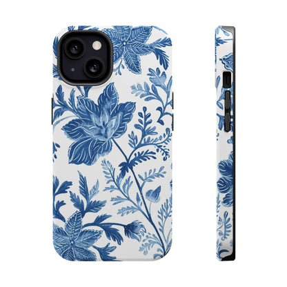 Blue Floral Magnetic Phone Case — Impact‑Resistant Protective Cover - DIGITAL X
