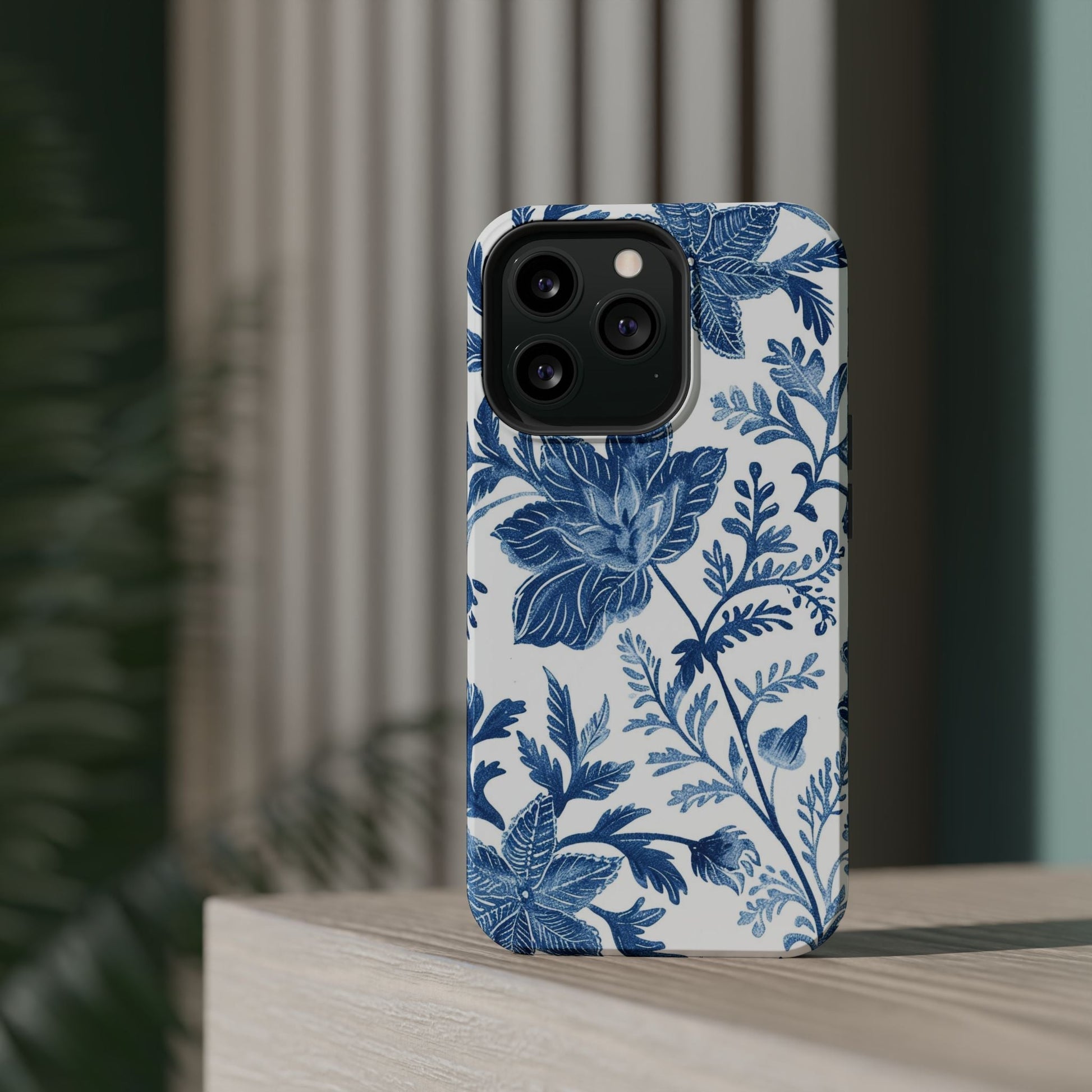 Blue Floral Magnetic Phone Case — Impact‑Resistant Protective Cover - DIGITAL X