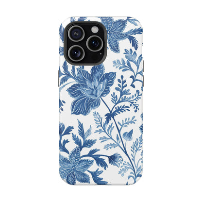 Blue Floral Magnetic Phone Case — Impact‑Resistant Protective Cover - DIGITAL X