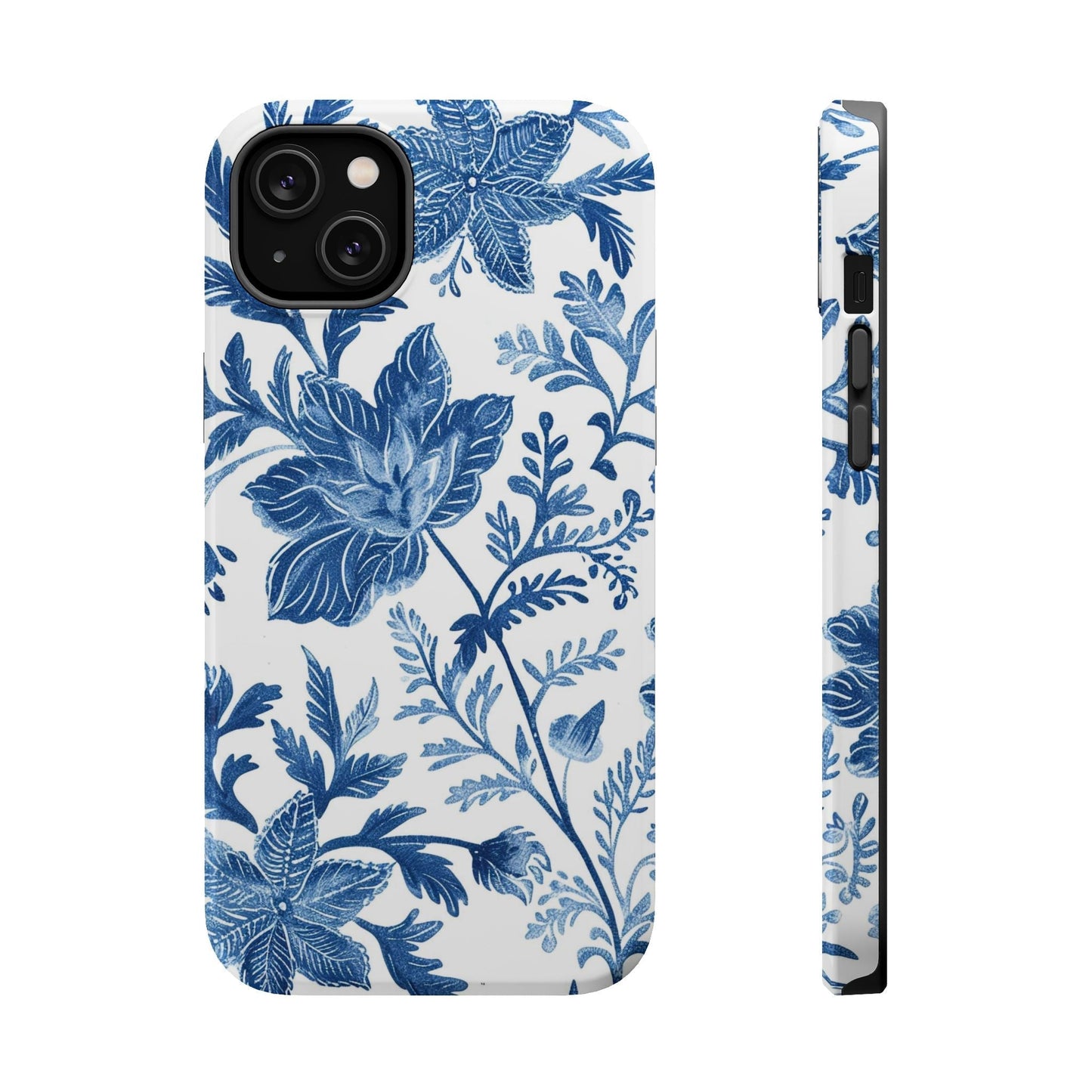Blue Floral Magnetic Phone Case — Impact‑Resistant Protective Cover - DIGITAL X