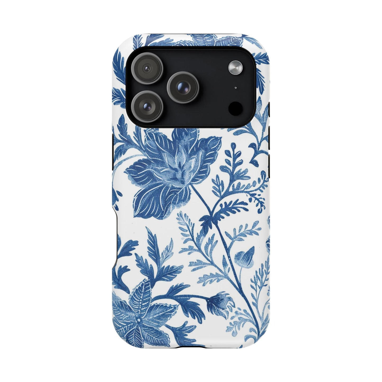 Blue Floral Magnetic Phone Case — Impact‑Resistant Protective Cover - DIGITAL X
