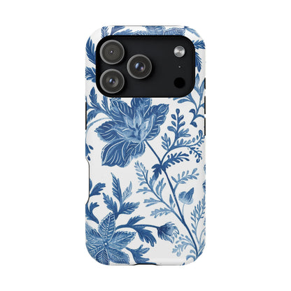 Blue Floral Magnetic Phone Case — Impact‑Resistant Protective Cover - DIGITAL X