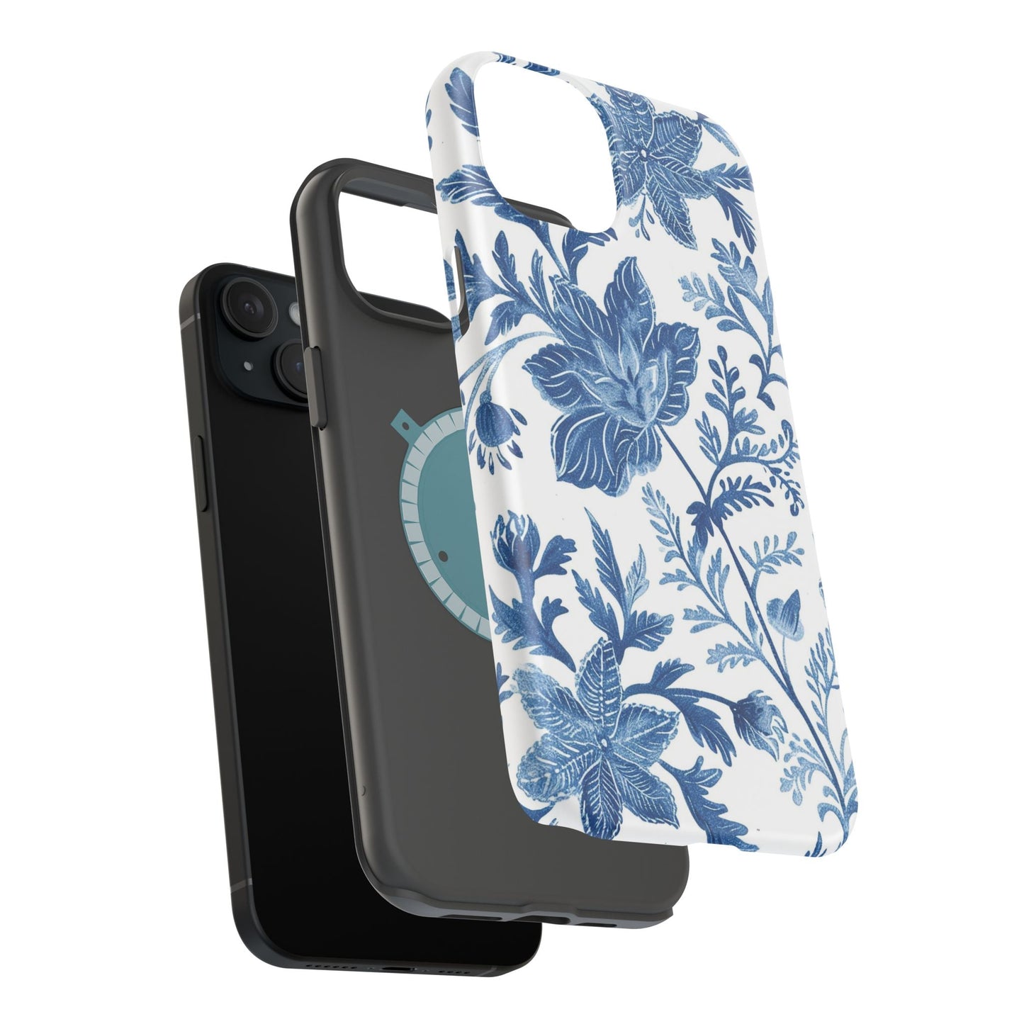 Blue Floral Magnetic Phone Case — Impact‑Resistant Protective Cover - DIGITAL X