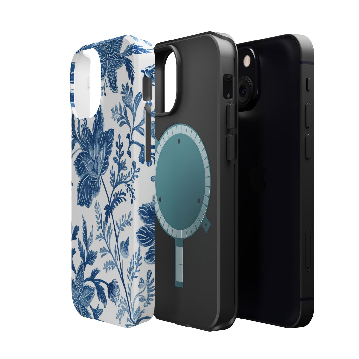 Blue Floral Magnetic Phone Case — Impact‑Resistant Protective Cover - DIGITAL X