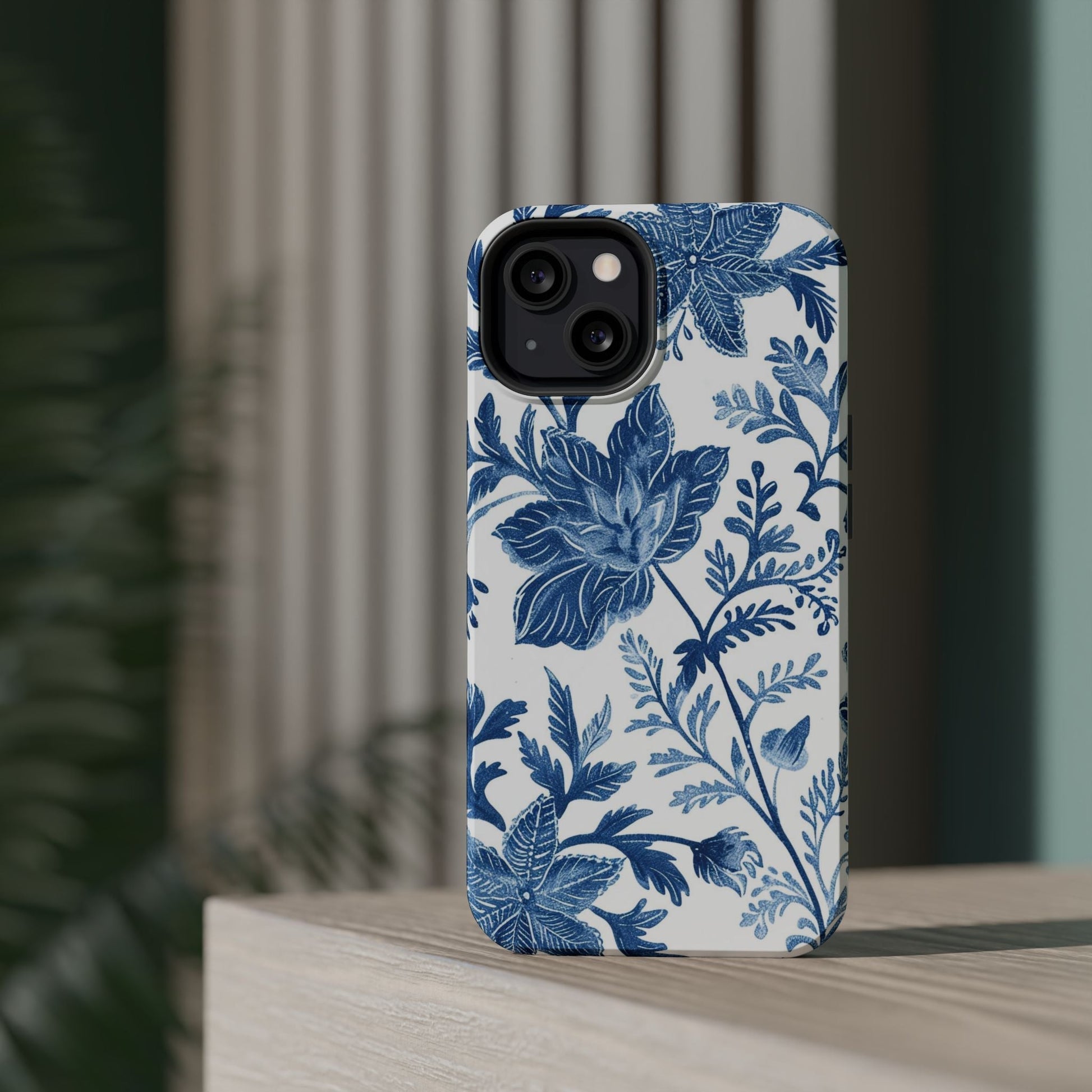 Blue Floral Magnetic Phone Case — Impact‑Resistant Protective Cover - DIGITAL X