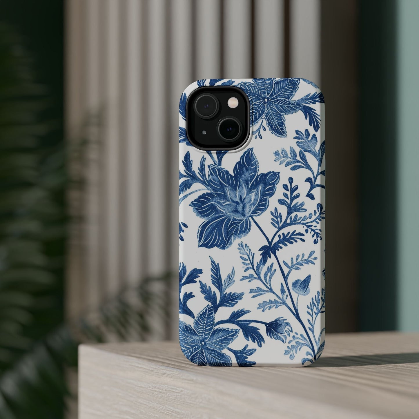 Blue Floral Magnetic Phone Case — Impact‑Resistant Protective Cover - DIGITAL X