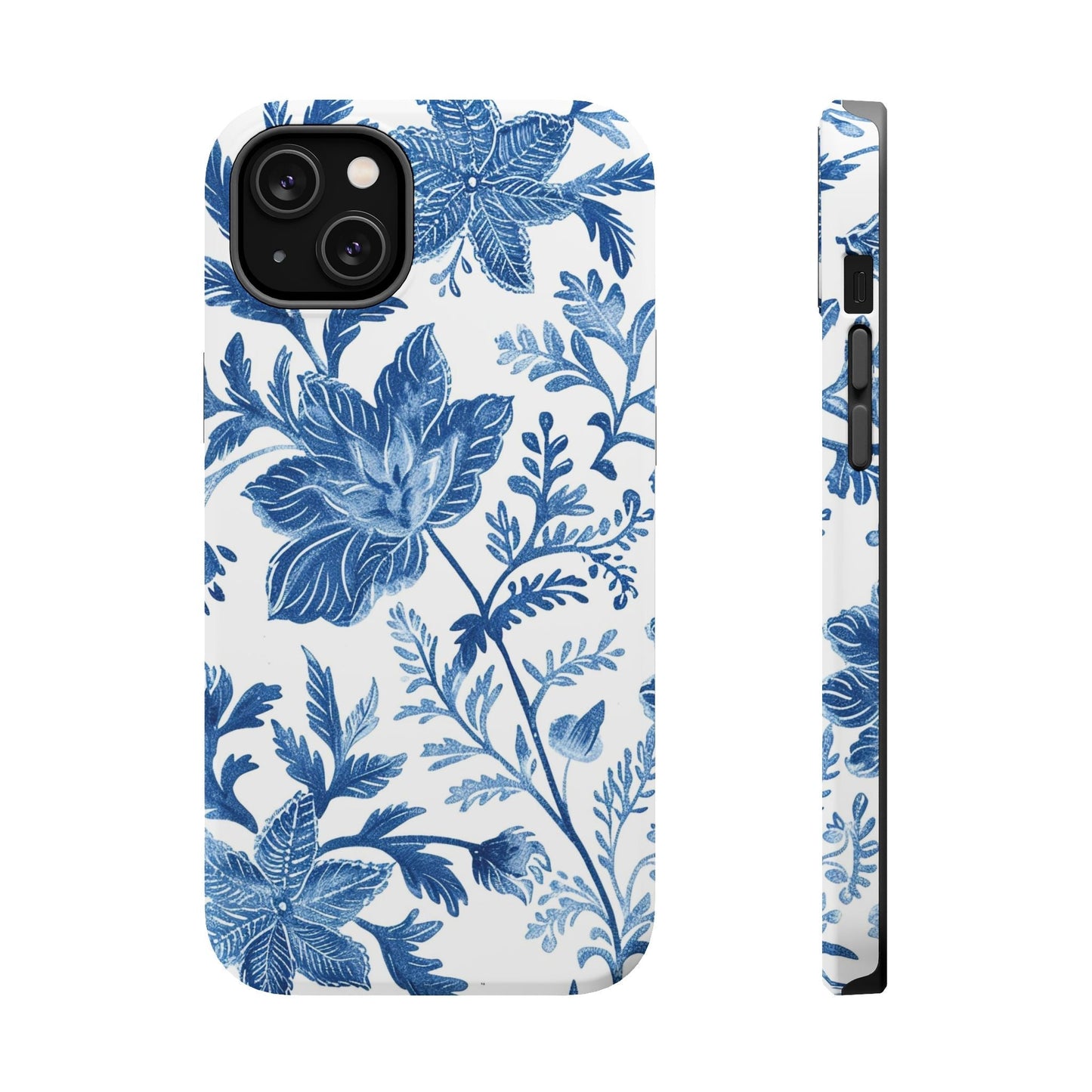 Blue Floral Magnetic Phone Case — Impact‑Resistant Protective Cover - DIGITAL X