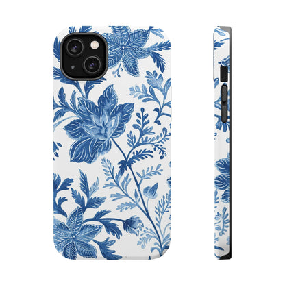 Blue Floral Magnetic Phone Case — Impact‑Resistant Protective Cover - DIGITAL X