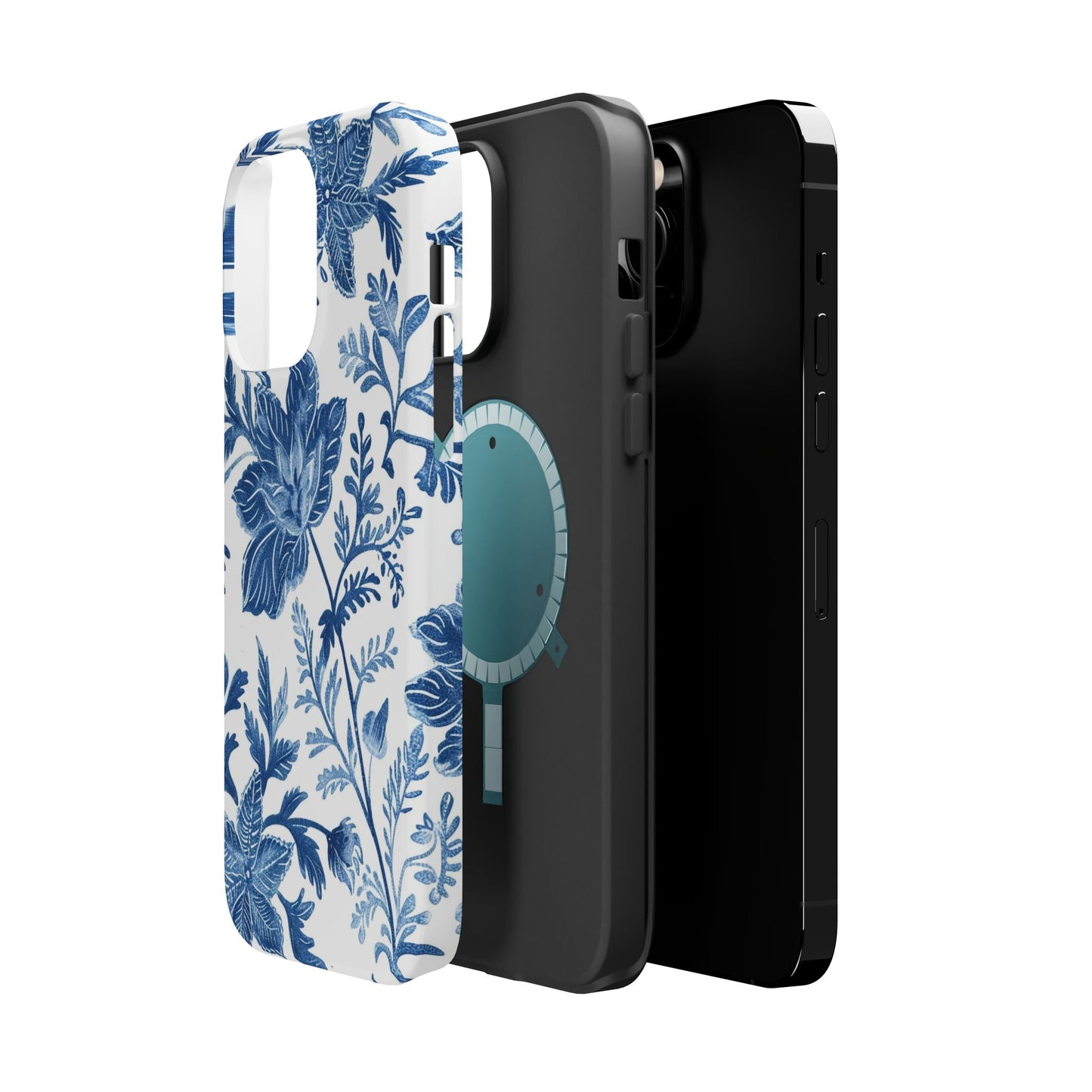 Blue Floral Magnetic Phone Case — Impact‑Resistant Protective Cover - DIGITAL X