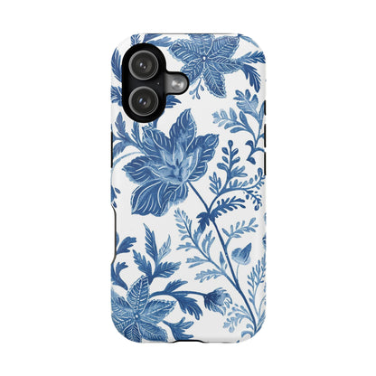 Blue Floral Magnetic Phone Case — Impact‑Resistant Protective Cover - DIGITAL X