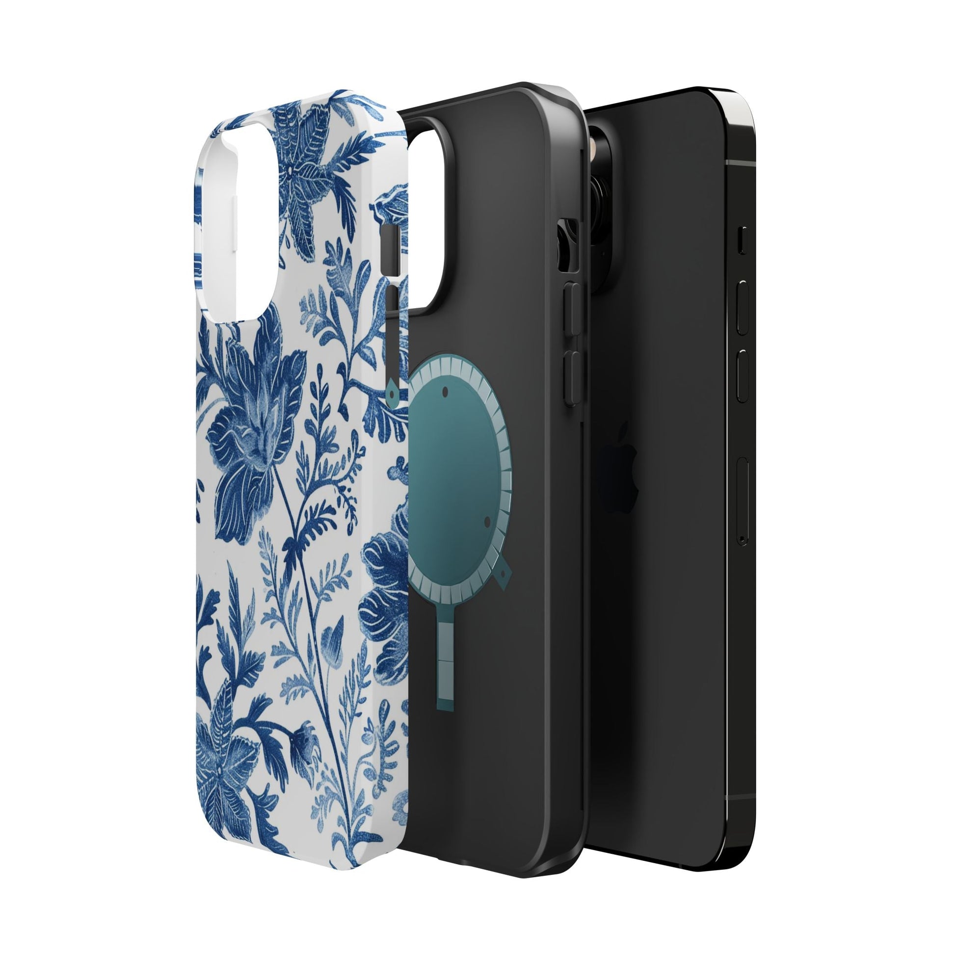 Blue Floral Magnetic Phone Case — Impact‑Resistant Protective Cover - DIGITAL X