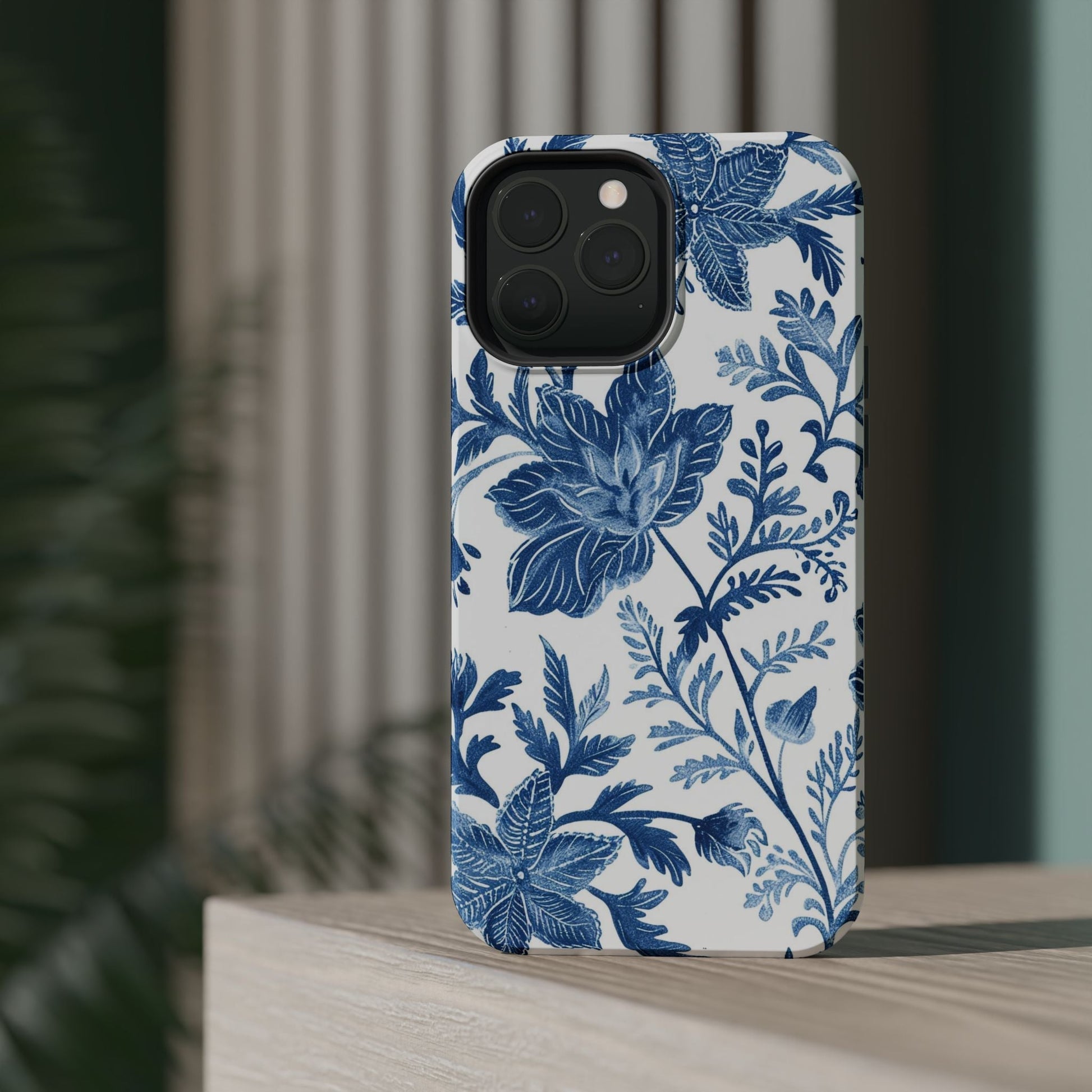 Blue Floral Magnetic Phone Case — Impact‑Resistant Protective Cover - DIGITAL X