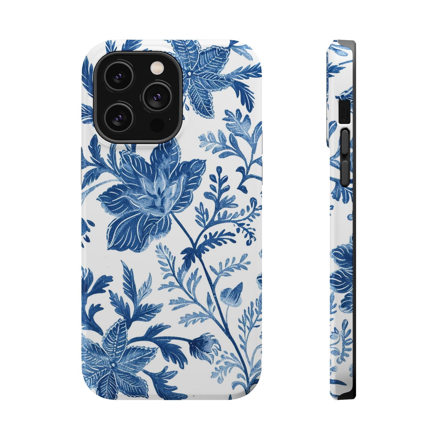 Blue Floral Magnetic Phone Case — Impact‑Resistant Protective Cover - DIGITAL X