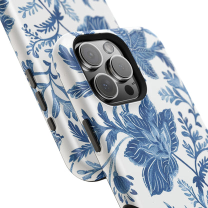 Blue Floral Magnetic Phone Case — Impact‑Resistant Protective Cover - DIGITAL X