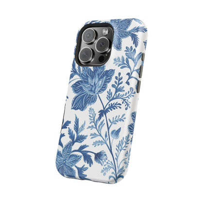 Blue Floral Magnetic Phone Case — Impact‑Resistant Protective Cover - DIGITAL X