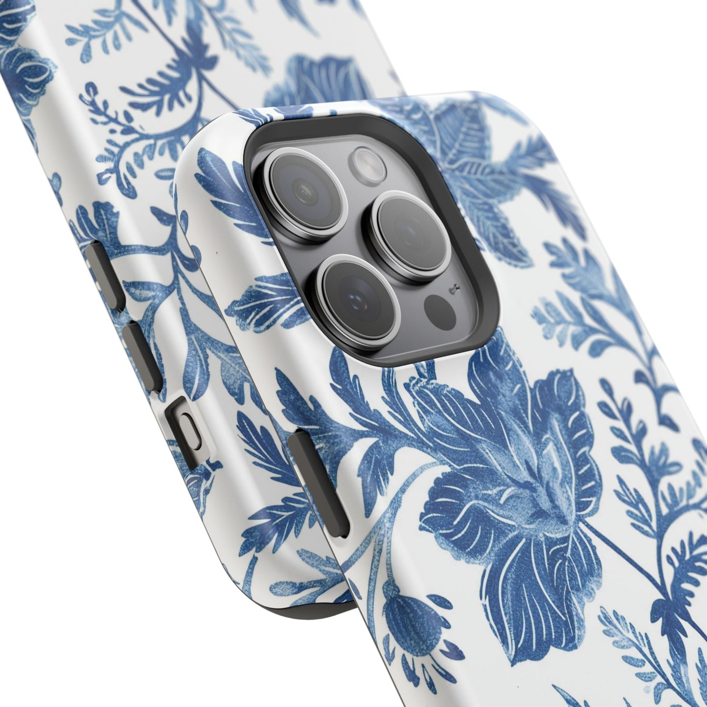 Blue Floral Magnetic Phone Case — Impact‑Resistant Protective Cover - DIGITAL X
