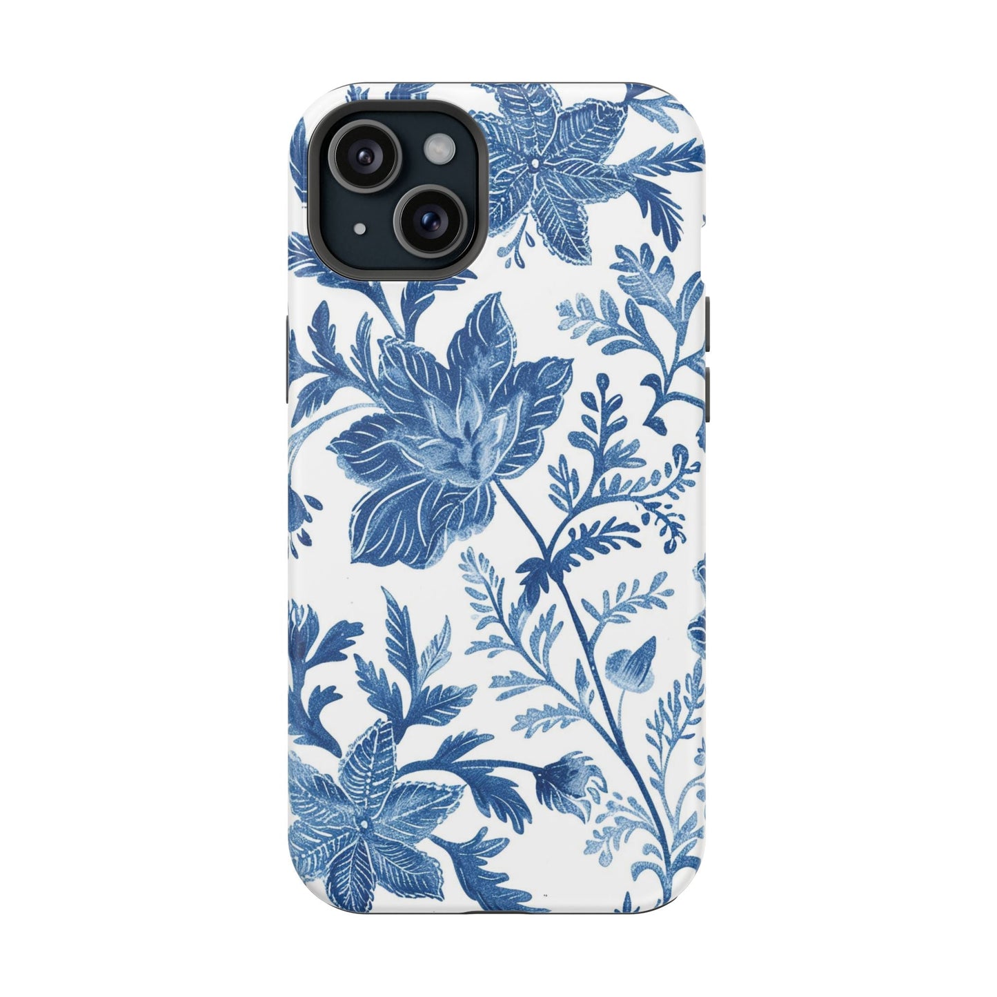 Blue Floral Magnetic Phone Case — Impact‑Resistant Protective Cover - DIGITAL X