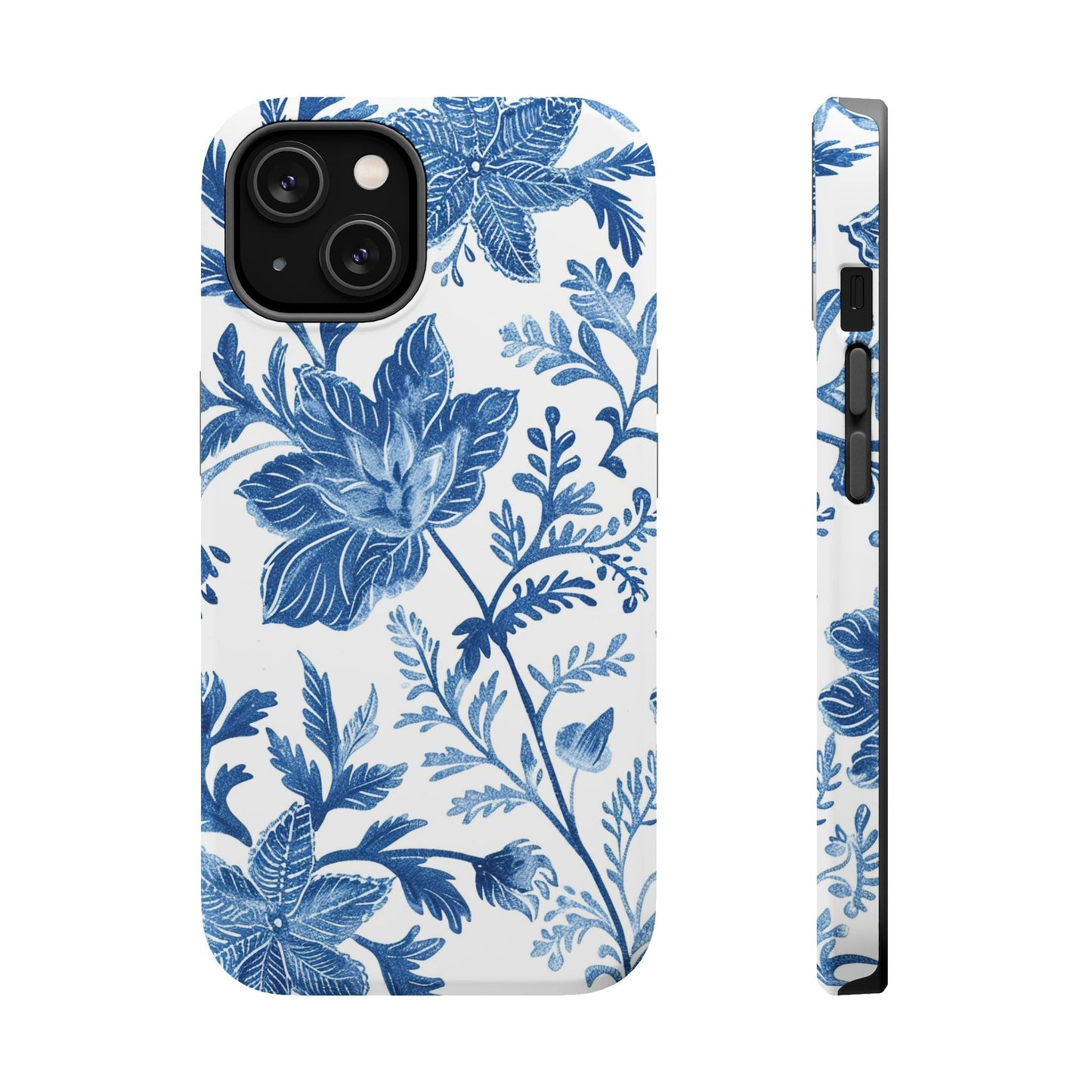 Blue Floral Magnetic Phone Case — Impact‑Resistant Protective Cover - DIGITAL X