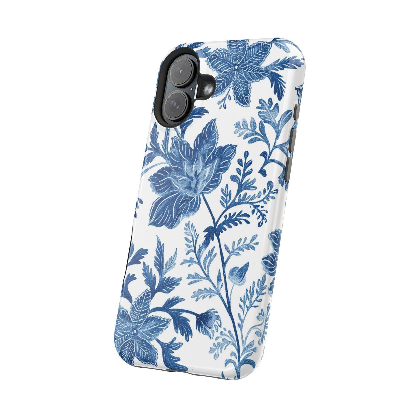 Blue Floral Magnetic Phone Case — Impact‑Resistant Protective Cover - DIGITAL X