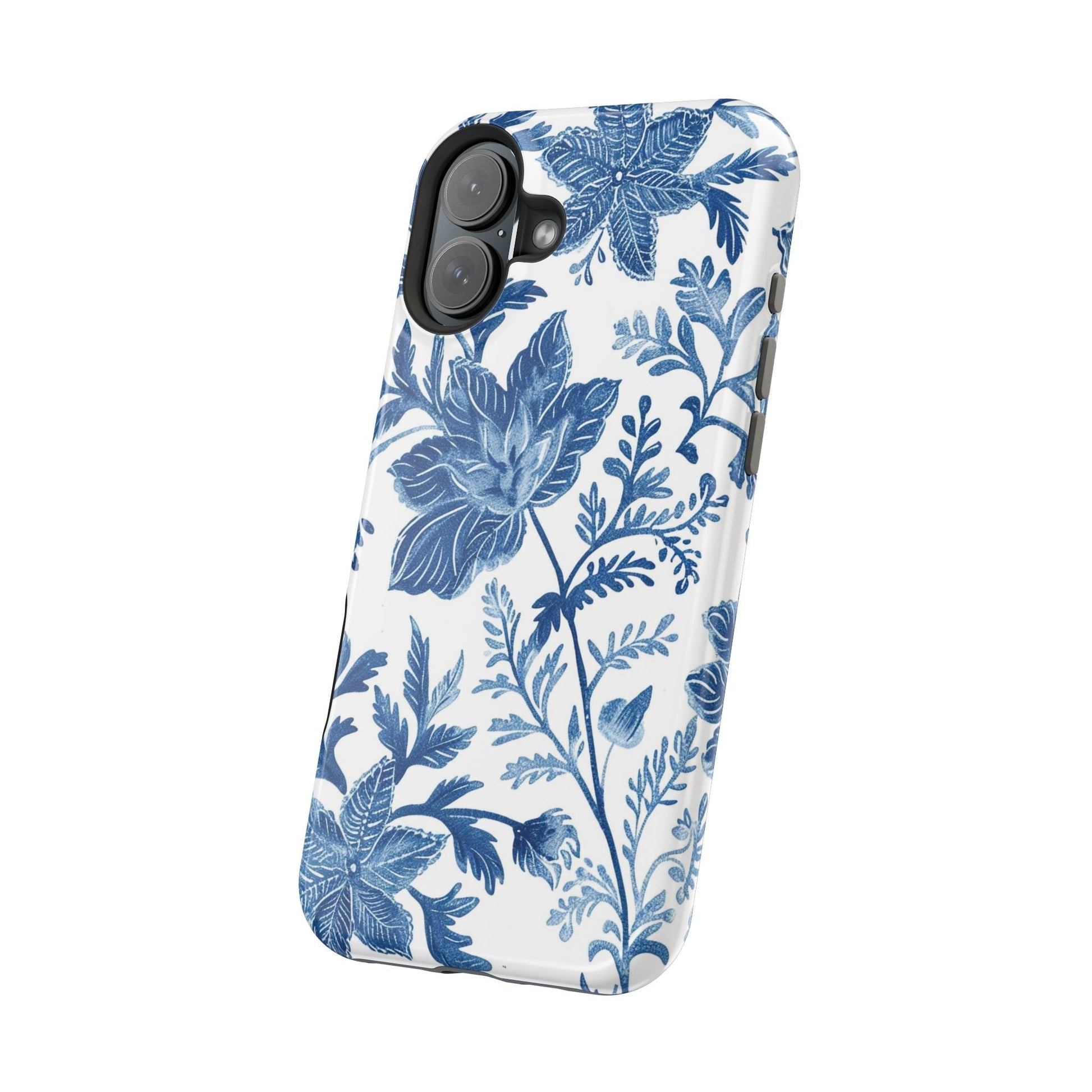 Blue Floral Magnetic Phone Case — Impact‑Resistant Protective Cover - DIGITAL X