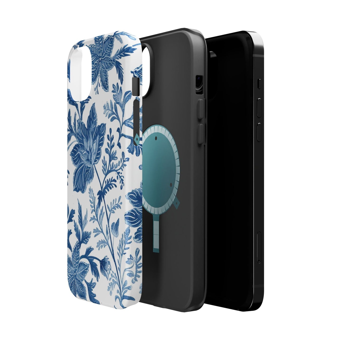 Blue Floral Magnetic Phone Case — Impact‑Resistant Protective Cover - DIGITAL X