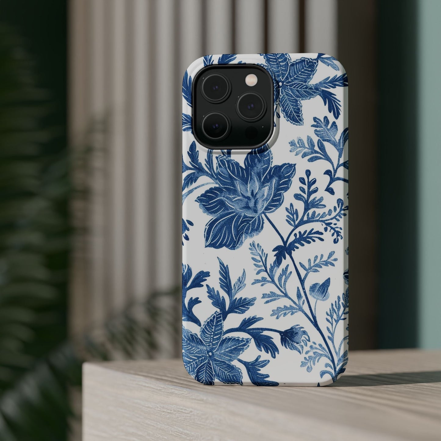 Blue Floral Magnetic Phone Case — Impact‑Resistant Protective Cover - DIGITAL X