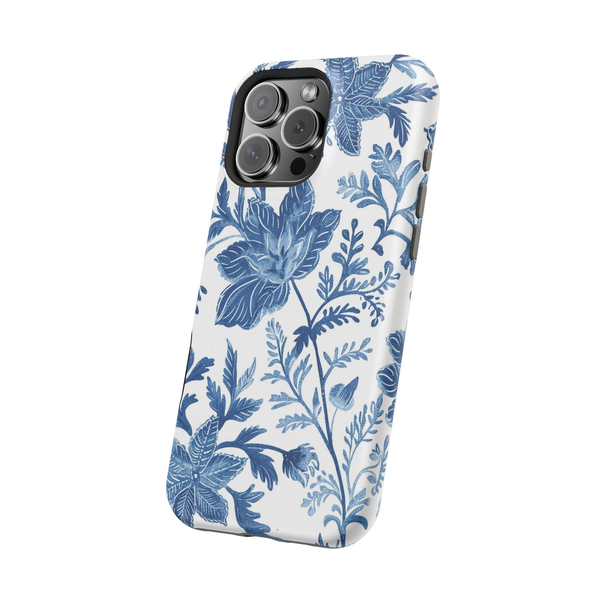 Blue Floral Magnetic Phone Case — Impact‑Resistant Protective Cover - DIGITAL X