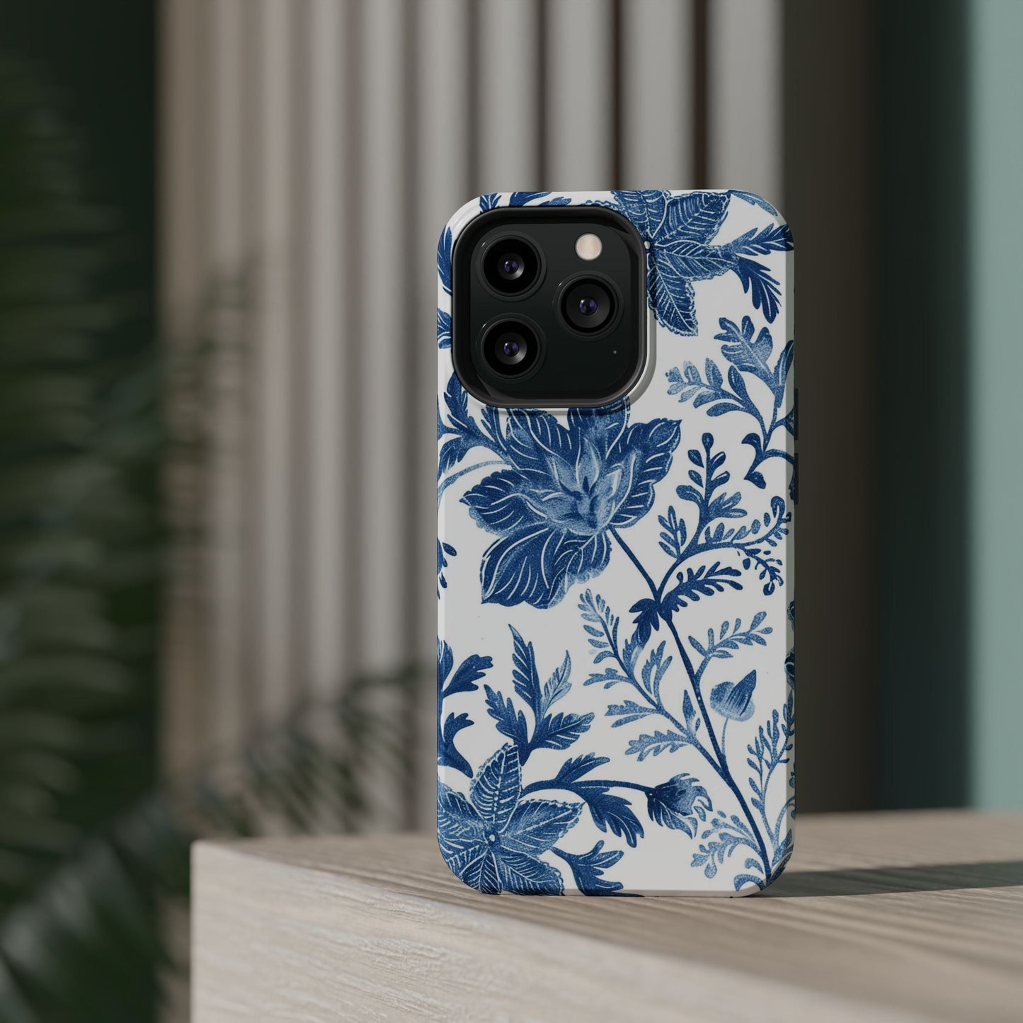 Blue Floral Magnetic Phone Case — Impact‑Resistant Protective Cover - DIGITAL X