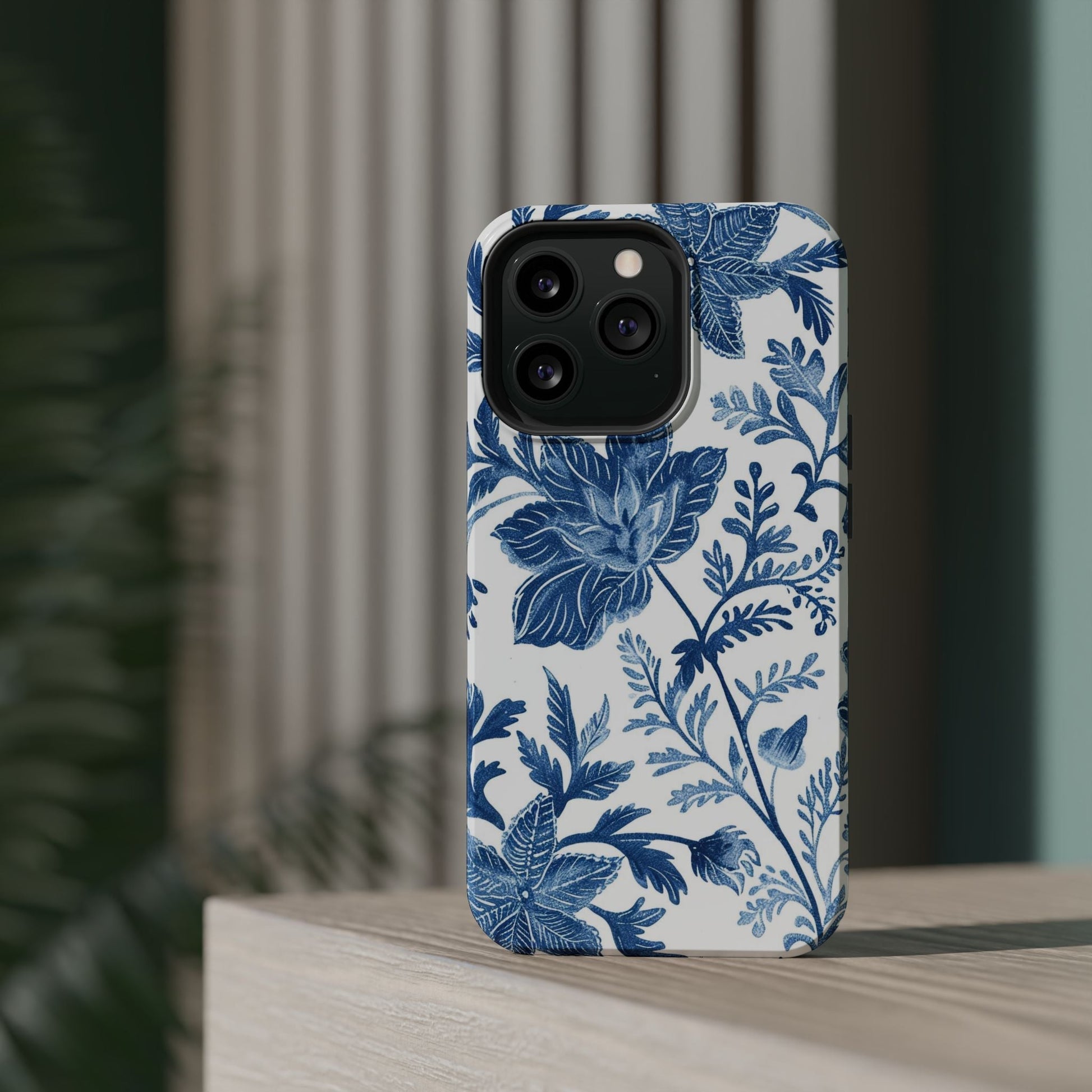 Blue Floral Magnetic Phone Case — Impact‑Resistant Protective Cover - DIGITAL X