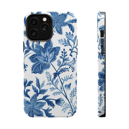 Blue Floral Magnetic Phone Case — Impact‑Resistant Protective Cover - DIGITAL X