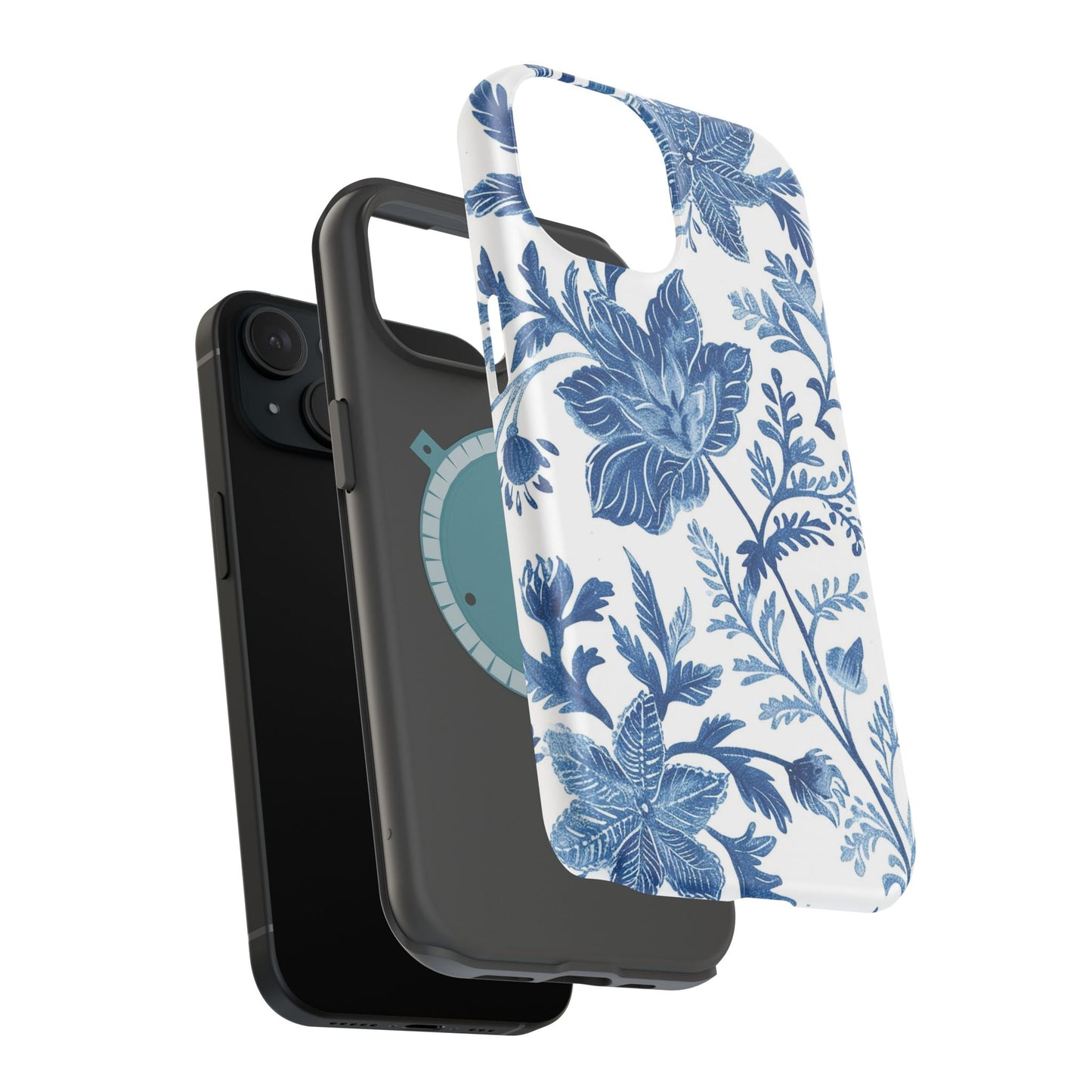Blue Floral Magnetic Phone Case — Impact‑Resistant Protective Cover - DIGITAL X