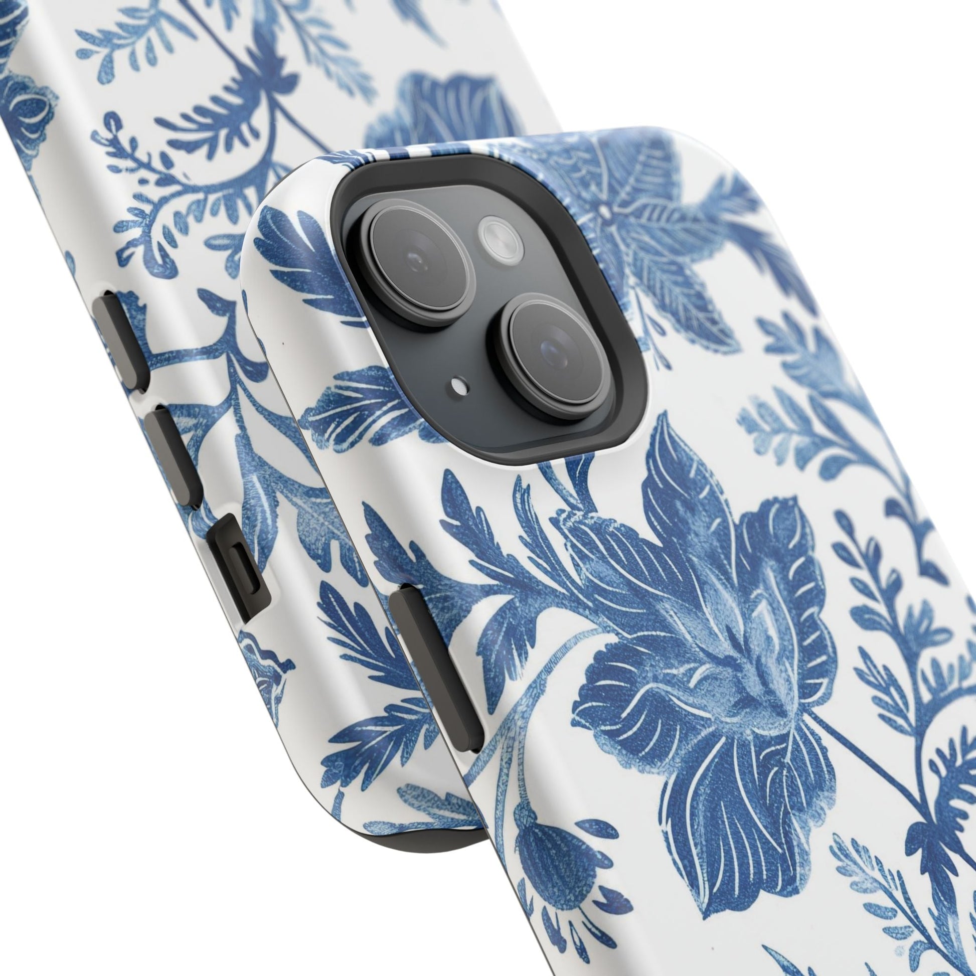 Blue Floral Magnetic Phone Case — Impact‑Resistant Protective Cover - DIGITAL X