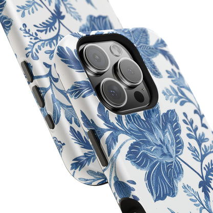 Blue Floral Magnetic Phone Case — Impact‑Resistant Protective Cover - DIGITAL X
