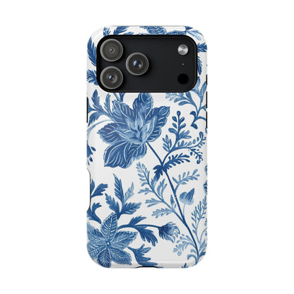 Blue Floral Magnetic Phone Case — Impact‑Resistant Protective Cover - DIGITAL X
