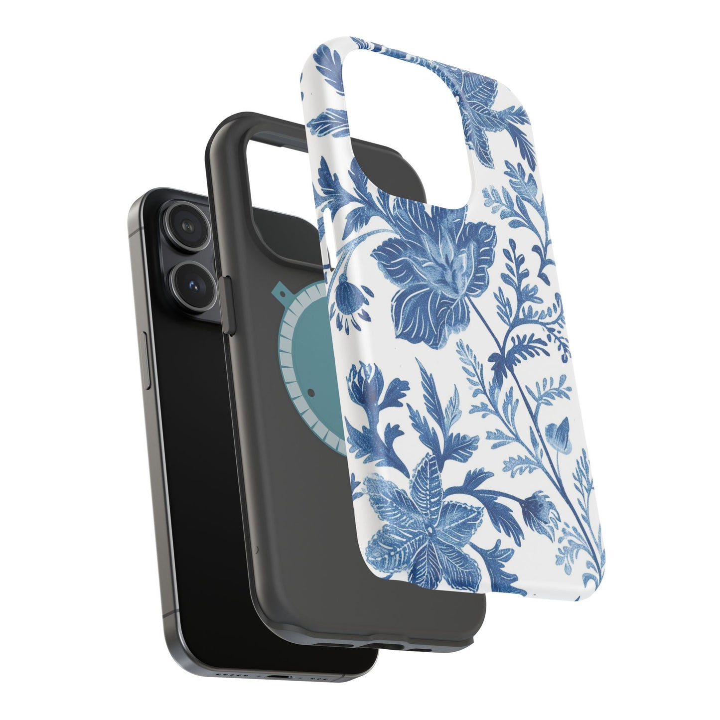 Blue Floral Magnetic Phone Case — Impact‑Resistant Protective Cover - DIGITAL X