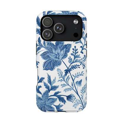 Blue Floral Magnetic Phone Case — Impact‑Resistant Protective Cover - DIGITAL X